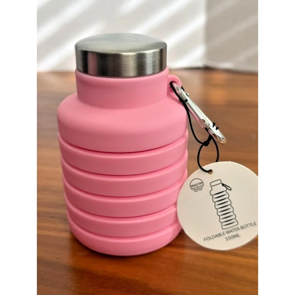 Mayim Collapsible Caribiner 17oz Silicone Water Bottle Purple Pink Pastel Ombre